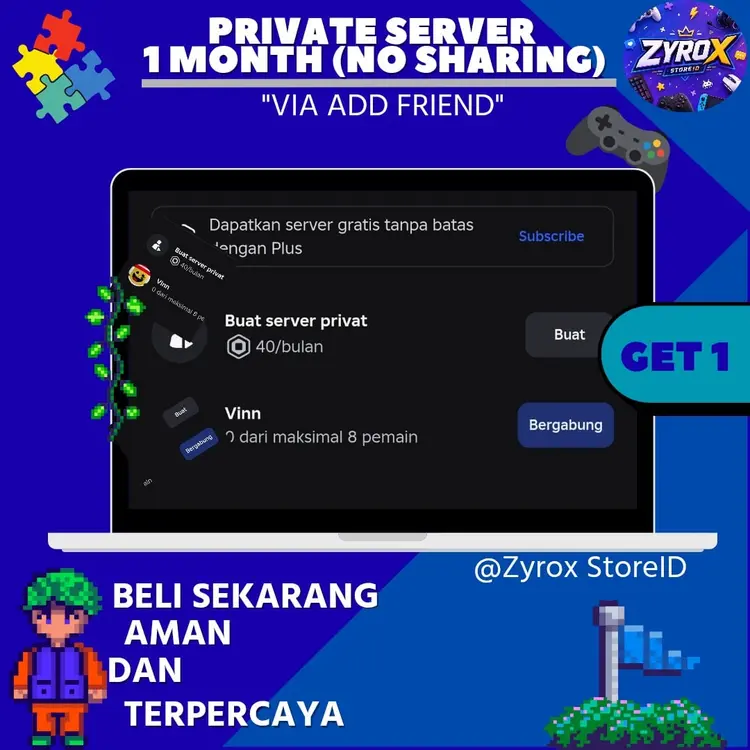 Jual Private Server Steal A Brainrot 1 Month (NO SHARING) Steal A Brainrot - Roblox Zyrox Store ID | VCGamers