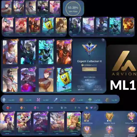 Jual Akun Fresh Siap Rank Mobile Legends ARVION | VCGamers