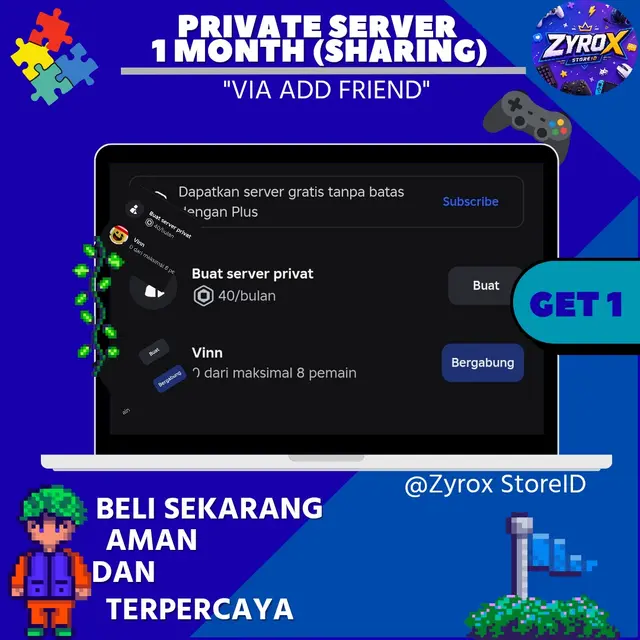 Jual Private Server 1 Month Steal A Brainrot - Roblox Zyrox Store ID | VCGamers