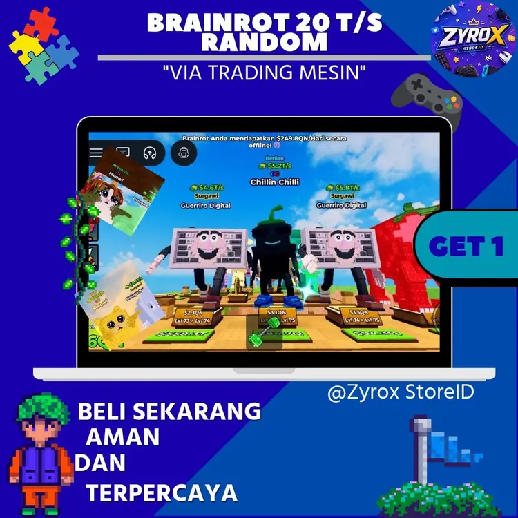Jual Brainrot 20T/s Kick a Lucky Block - Roblox Zyrox Store ID | VCGamers