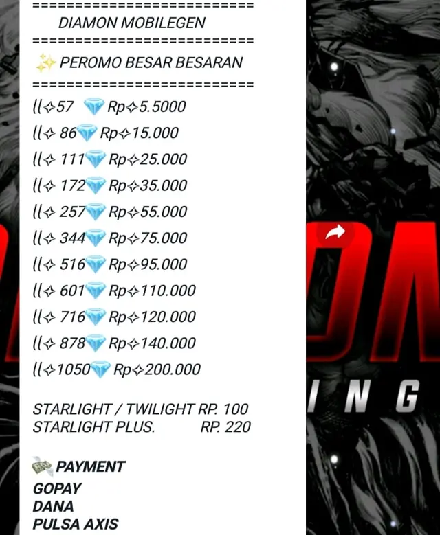 Jual 86 Diamonds Mobile Legends shop.bilow | VCGamers