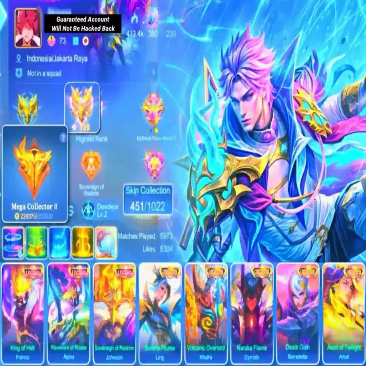 Jual Akun Rank Mythic Honor Mobile Legends Kunshen | VCGamers
