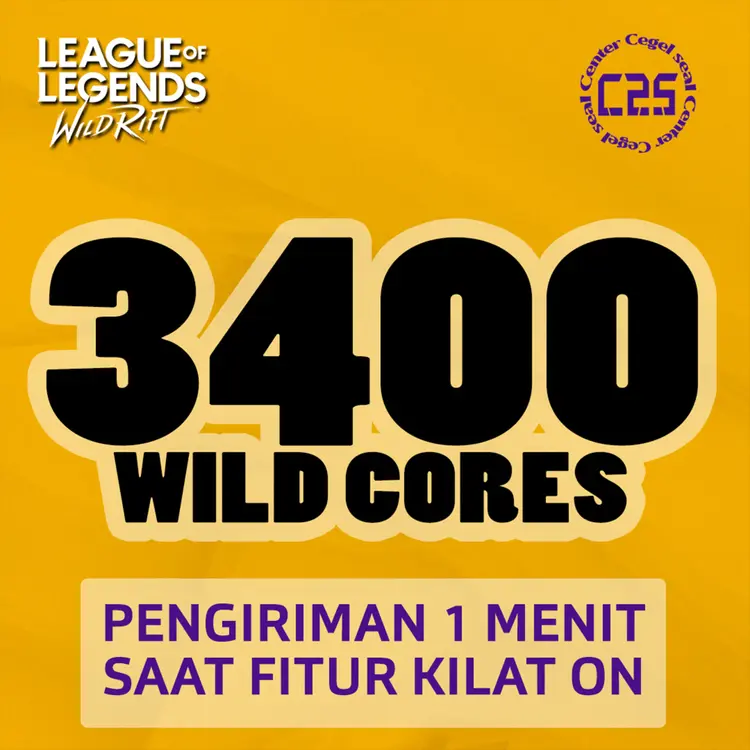 Jual 3400 Wild Cores League of Legends Wild Rift Center Cegel Seal | VCGamers