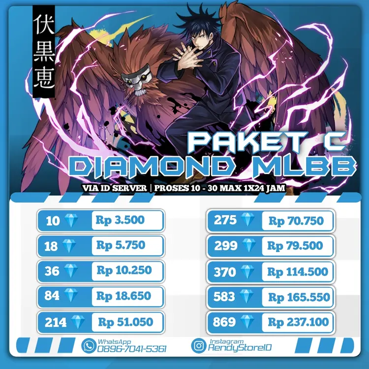 Jual TOP UP MLBB TERMURAH Mobile Legends IG: RendyStoreID | VCGamers