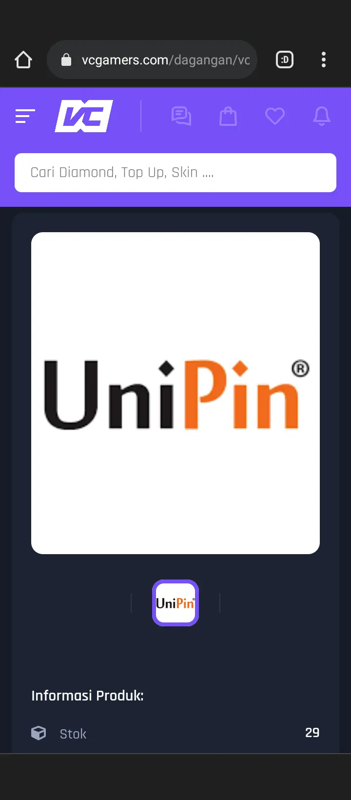 Jual 50.000 UniPin Credit UniPin zahstore | VCGamers