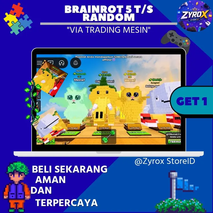 Jual Braintot 5T/S Kick a Lucky Block - Roblox Zyrox Store ID | VCGamers