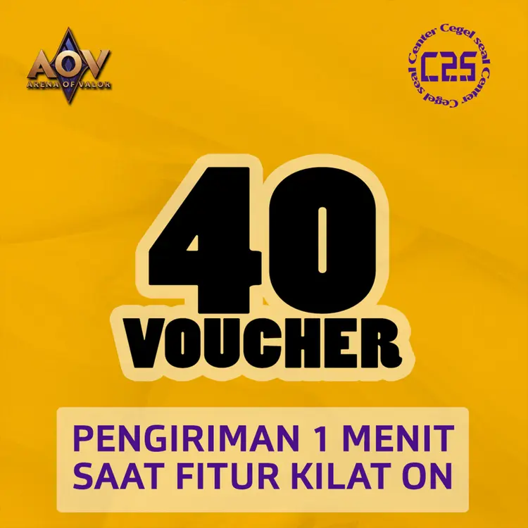 Jual 40 Vouchers Arena of Valor Center Cegel Seal | VCGamers
