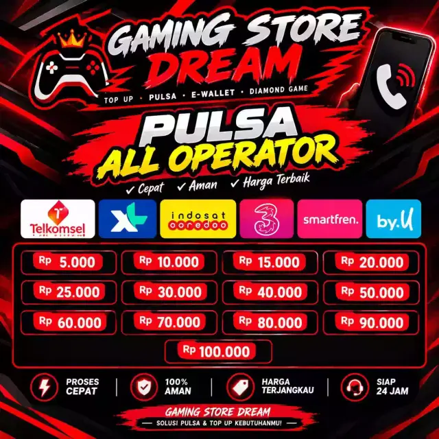 Jual 15.000 All Operator Pulsa All Operator GAMING STORE DREAM | VCGamers