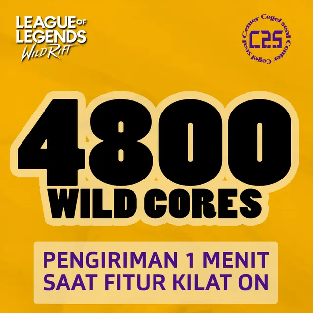 Jual 4.800 Cores League of Legends Wild Rift Center Cegel Seal | VCGamers