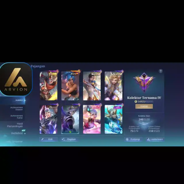 Jual Akun ML Skin 150+ Mobile Legends ARVION | VCGamers