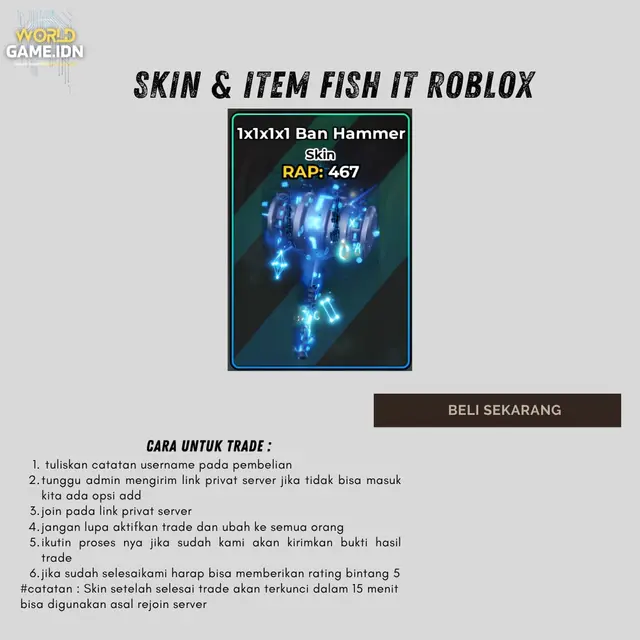 Jual 1x1x1x1 Ban Hammer Fish It! - Roblox worldgame.idn | VCGamers