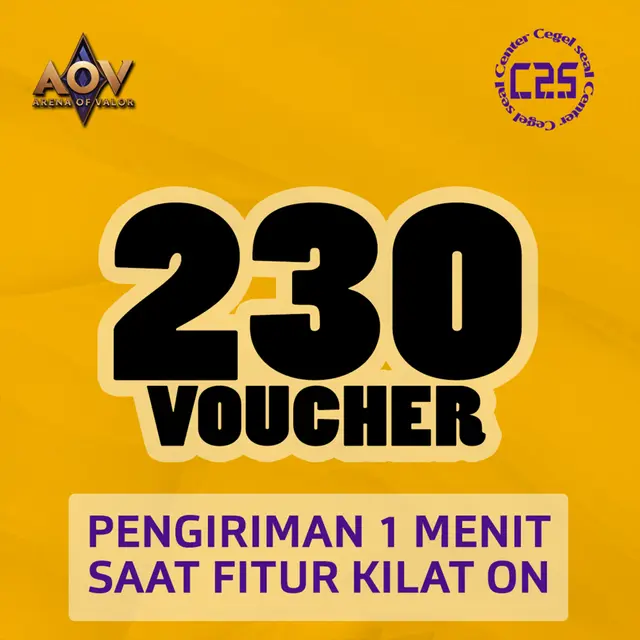 Jual 230 Vouchers Arena of Valor Center Cegel Seal | VCGamers