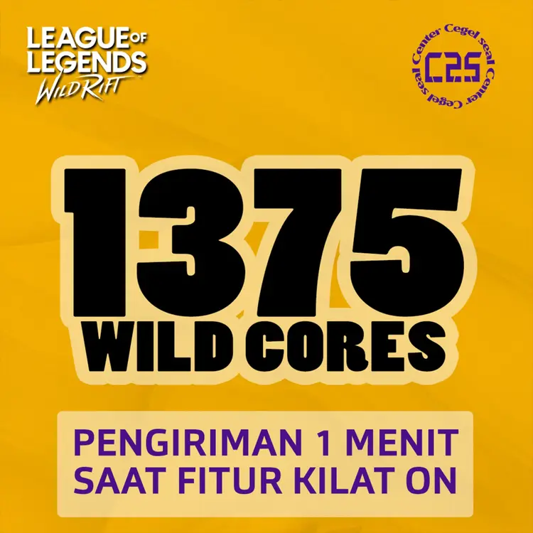 Jual 1.375 Cores League of Legends Wild Rift Center Cegel Seal | VCGamers
