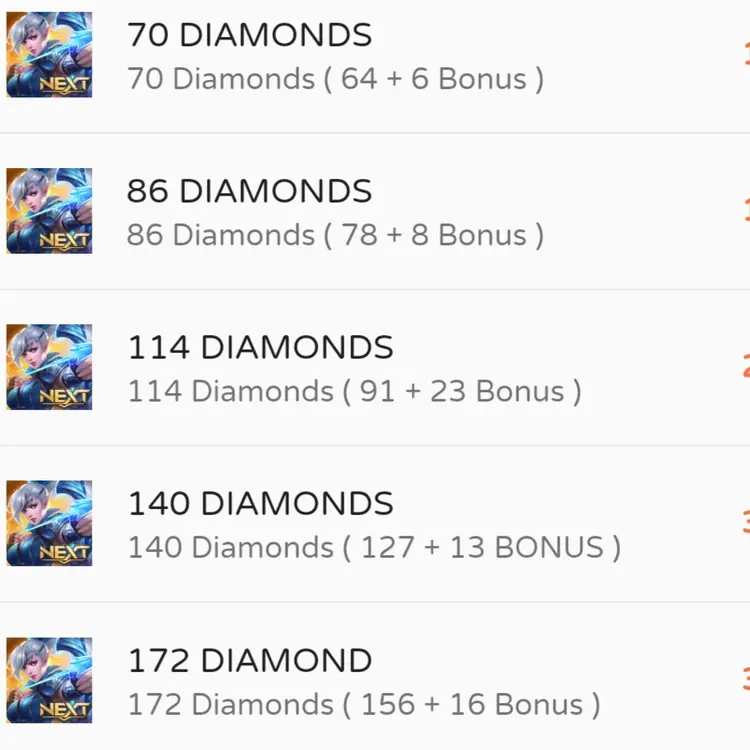 Jual 172 Diamonds Mobile Legends Bang agus | VCGamers