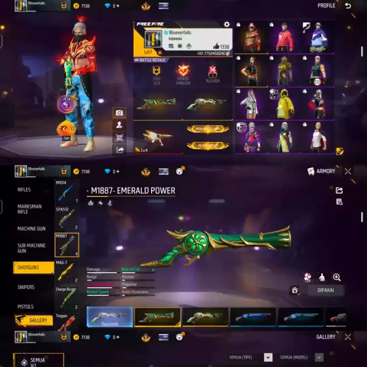 Jual AKUN FREE FIRE BER SG LUMUT & TEROMPET Free Fire zakk_store30 | VCGamers