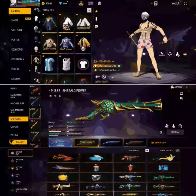Jual AKUN MAX 2 BER SG SULTAAN Free Fire NINJA STORE  | VCGamers