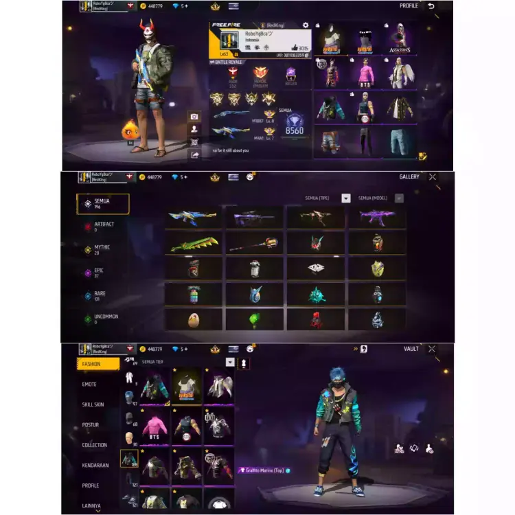 Jual AKUN FREE FIRE GRADE C Free Fire Lumbostore | VCGamers