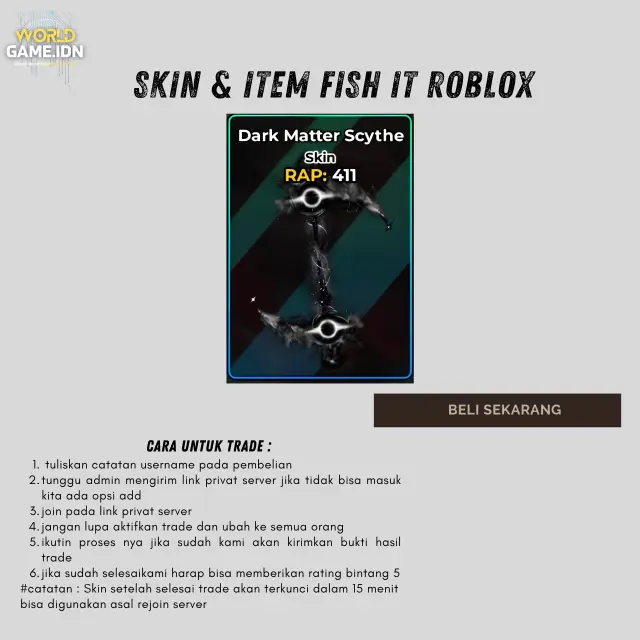 Jual Dark Matter Scythe Fish It! - Roblox worldgame.idn | VCGamers