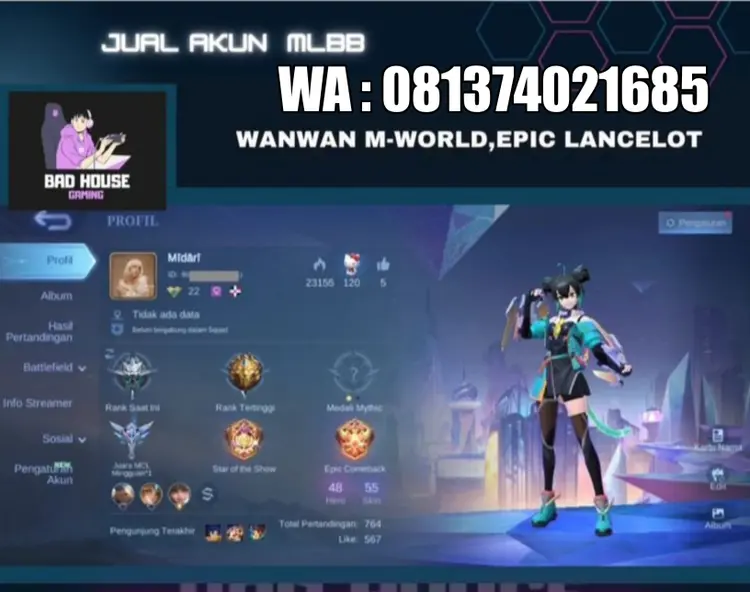 Jual JUAL AKUN MOBILE LEGEND DATA AMAN Mobile Legends GAMESHOP88 | VCGamers