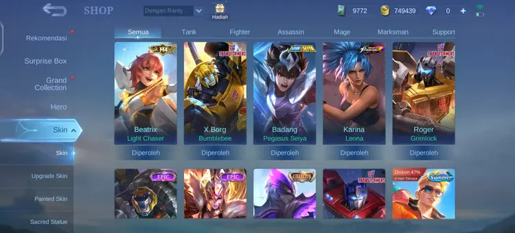 Jual AKUN SULTAN GG Mobile Legends RASA STORE | VCGamers