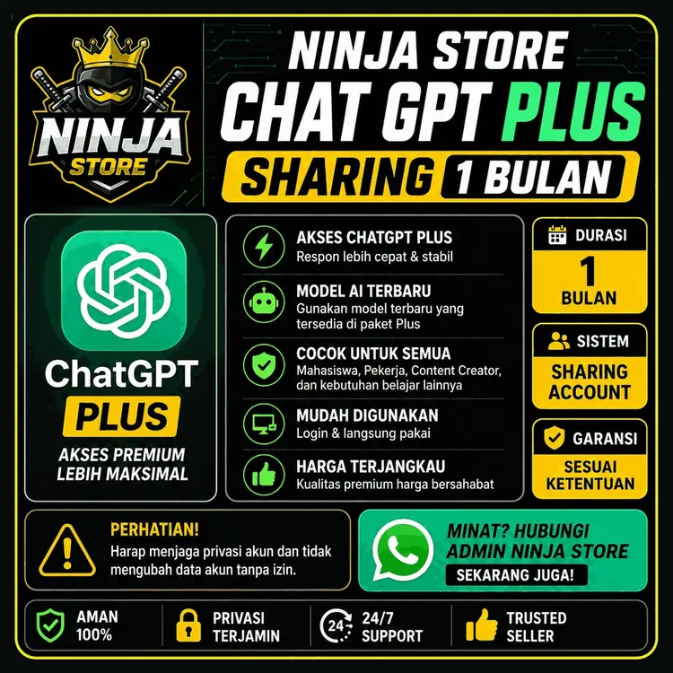 Jual Sharing 1 Bulan Premium - ChatGPT Plus ChatGPT NINJA STORE | VCGamers