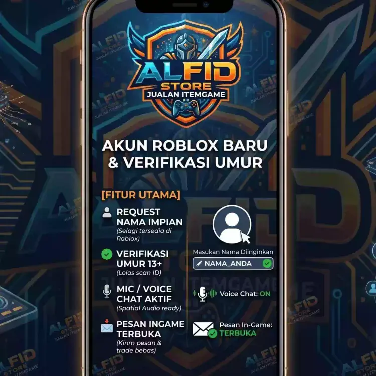 Jual ACCOUNT VERIFIED 21+ ON CHAT & VOICE Roblox alfid store | VCGamers