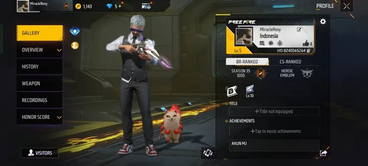 Jual AKUN FF GG SG+JORDAN Free Fire fRexy store | VCGamers