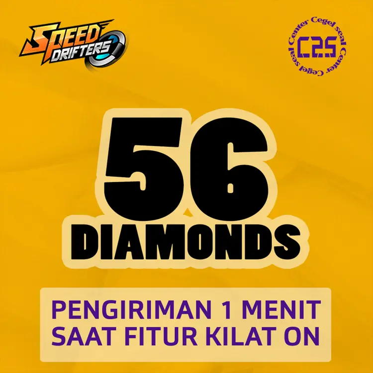 Jual 56 Diamonds Garena Speed Drifters Center Cegel Seal | VCGamers