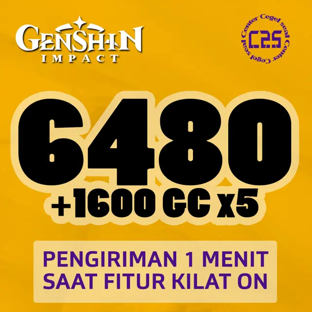 Jual 6480+1600 Genesis Crystals x 5 Genshin Impact Center Cegel Seal | VCGamers