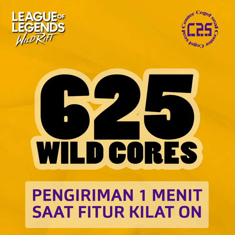 Jual 625 Wild Cores League of Legends Wild Rift Center Cegel Seal | VCGamers