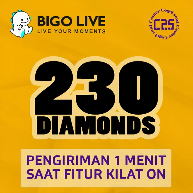 Jual 230 Diamonds Bigo Live Center Cegel Seal | VCGamers