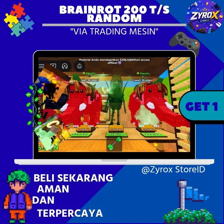 Jual Brainrot 150T/s Kick a Lucky Block - Roblox Zyrox Store ID | VCGamers
