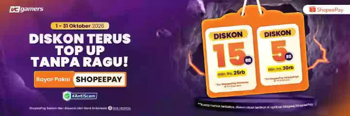 DISKON TERUS, TOP UP TANPA RAGU! Bayar Pakai ShopeePay!