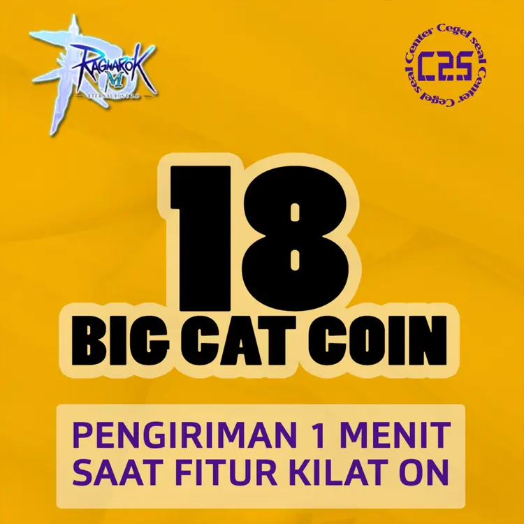 Jual 18 Big Cat Coins Ragnarok M Eternal Love Center Cegel Seal | VCGamers