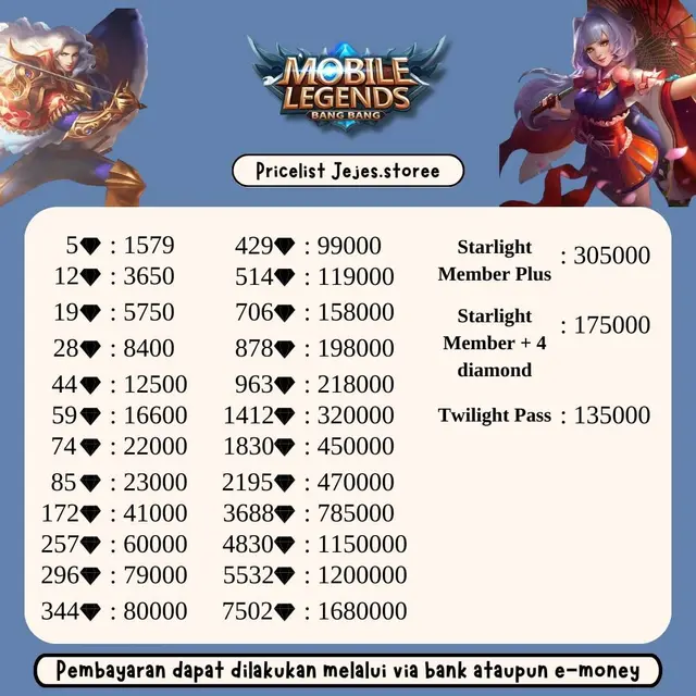 Jual 514 Diamonds Mobile Legends jejes.storee | VCGamers