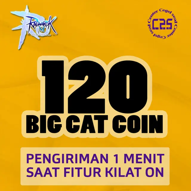 Jual 120 Big Cat Coin Ragnarok M Eternal Love Center Cegel Seal | VCGamers