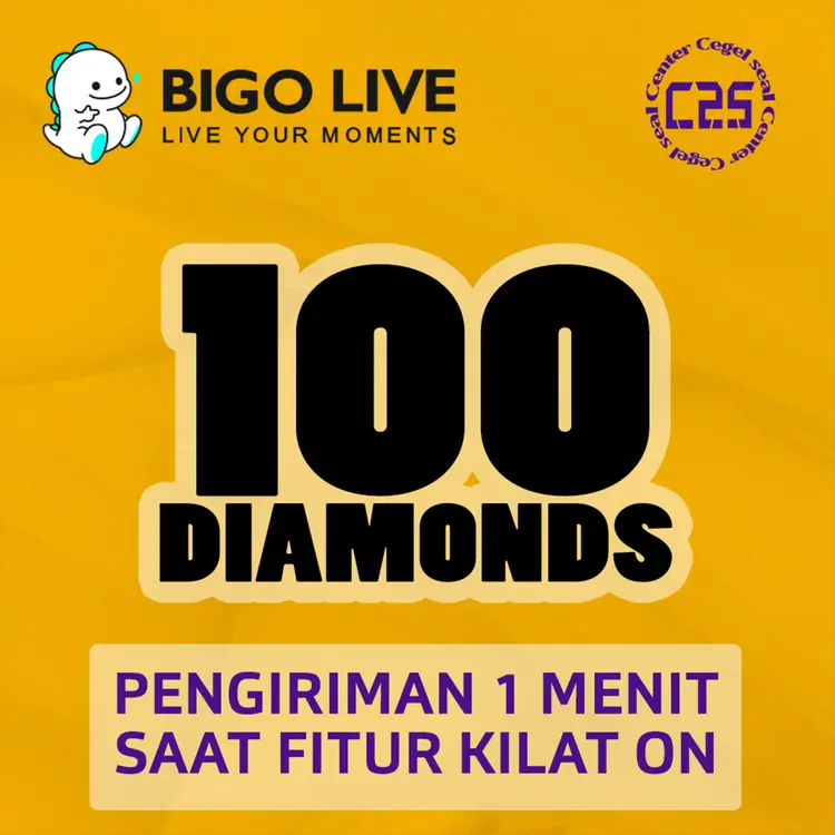 Jual 100 Diamonds Bigo Live Center Cegel Seal | VCGamers
