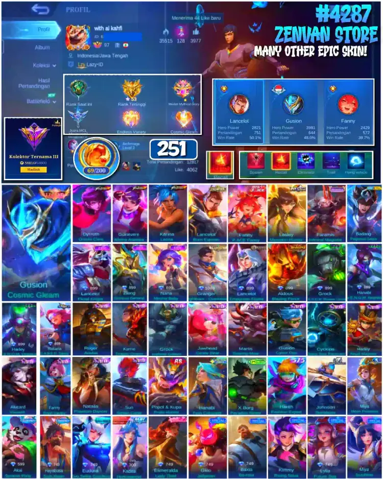 Jual π₯#4287 π251 SKIN πGusion Cosmic Gleam (LEGEND) Mobile Legends ZenVan.Store | VCGamers
