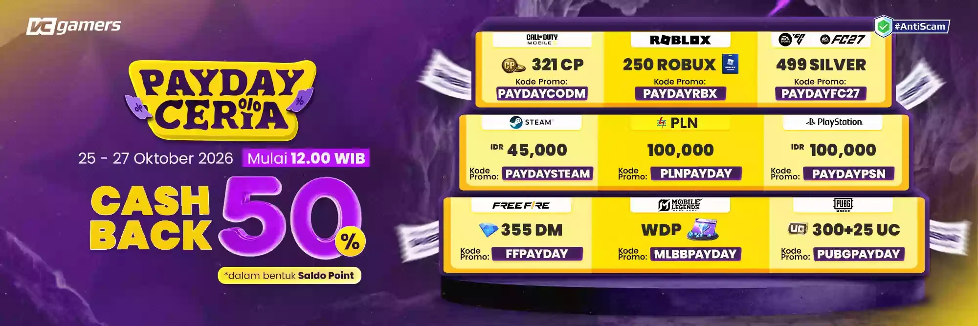 PAYDAY CERIA! CASHBACK 50%