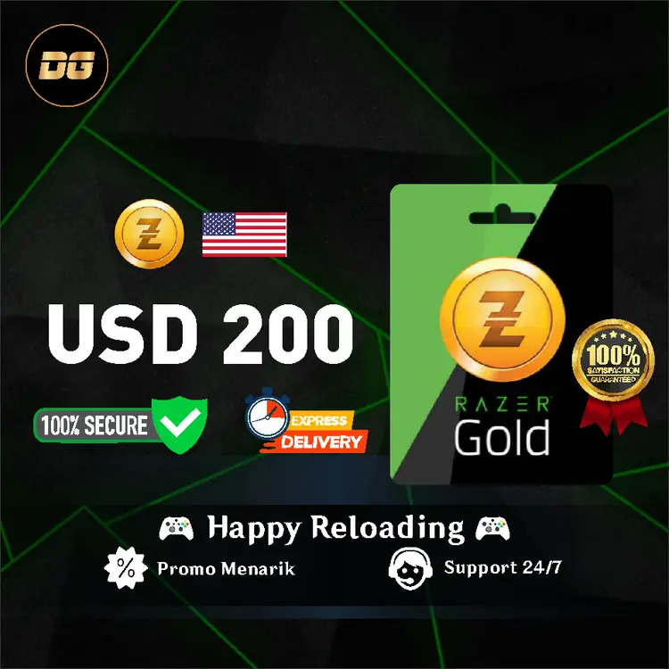 Jual USD 200 Razer Gold PIN degamingstore | VCGamers