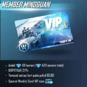 Jual Membership Mingguan x4 Free Fire KYU TOPUP | VCGamers