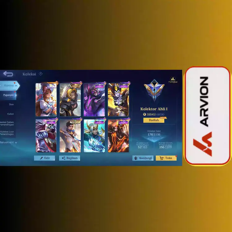 Jual Akun Sultan Murah Mobile Legends ARVION | VCGamers