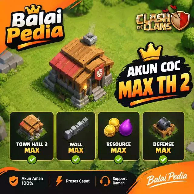 Jual Max Town Hall 2 Clash of Clans Balai Pedia | VCGamers