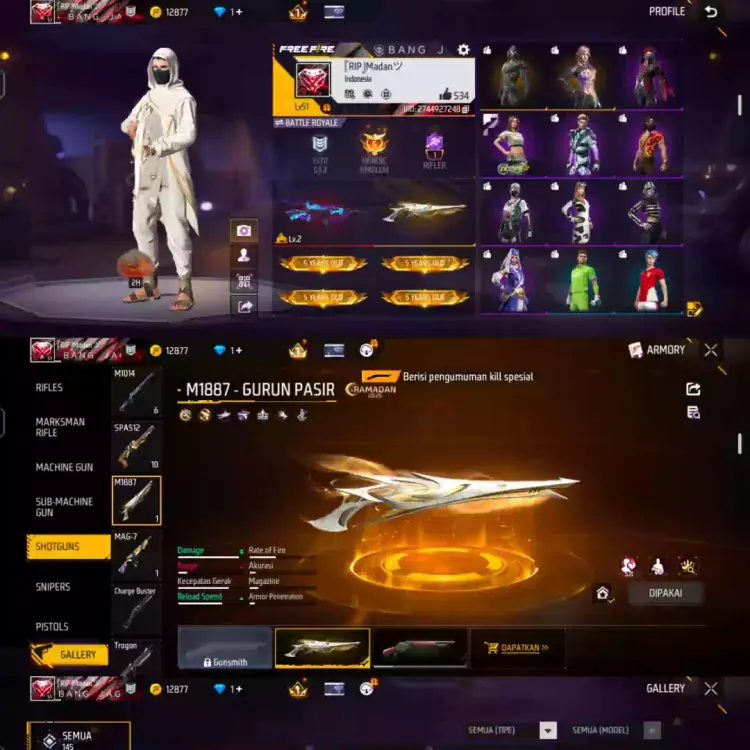 Jual AKUN FREE FIRE GRADE C SG GURUN Free Fire zakk_store30 | VCGamers