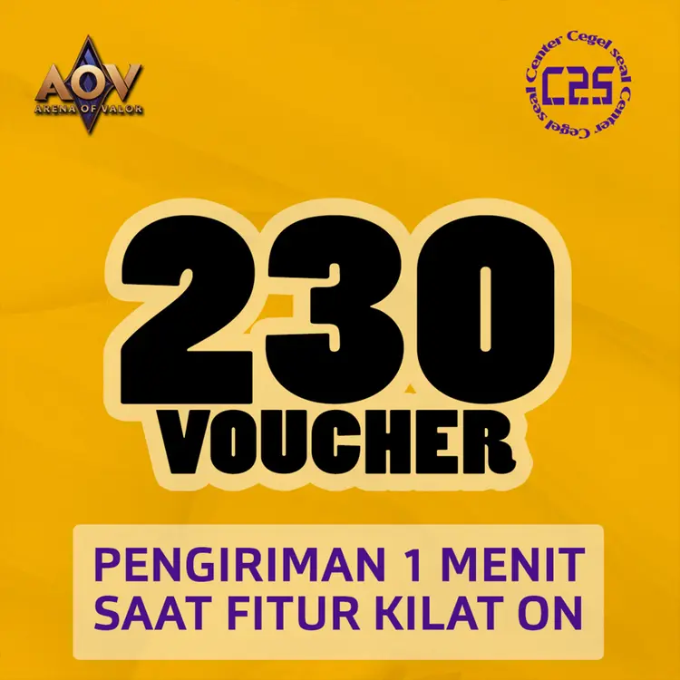 Jual 230 Vouchers Arena of Valor Center Cegel Seal | VCGamers