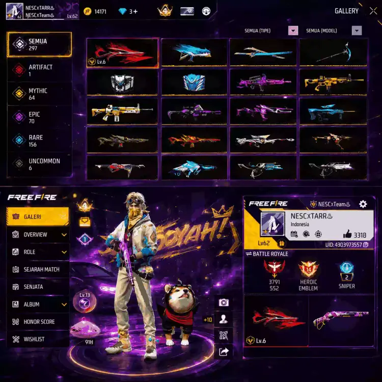 Jual AKUN FREE FIRE GRADE A Free Fire NINJA STORE | VCGamers
