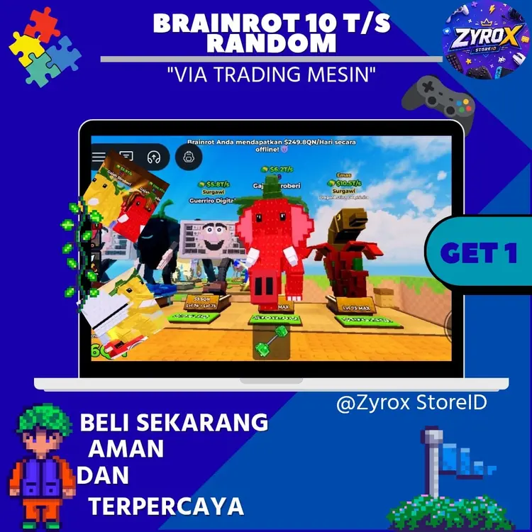 Jual Brainrot 10T/s Kick a Lucky Block - Roblox Zyrox Store ID | VCGamers