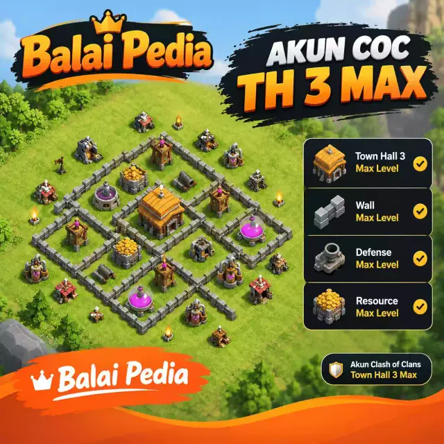 Jual Max Town Hall 3 Clash of Clans Balai Pedia | VCGamers