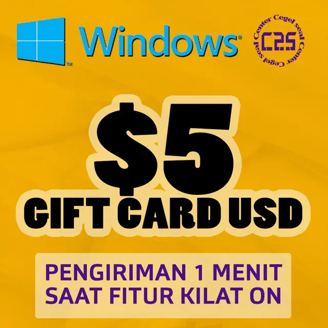 Jual USD $5 Windows Center Cegel Seal | VCGamers