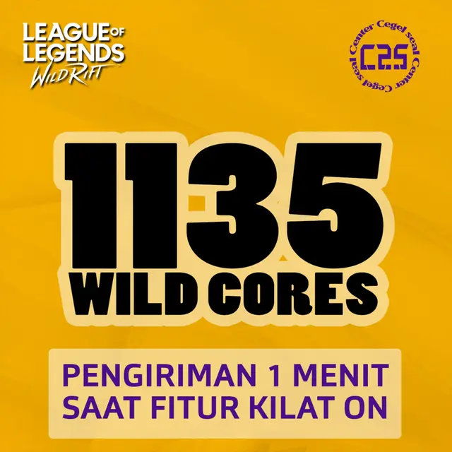 Jual 1.135 Cores League of Legends Wild Rift Center Cegel Seal | VCGamers